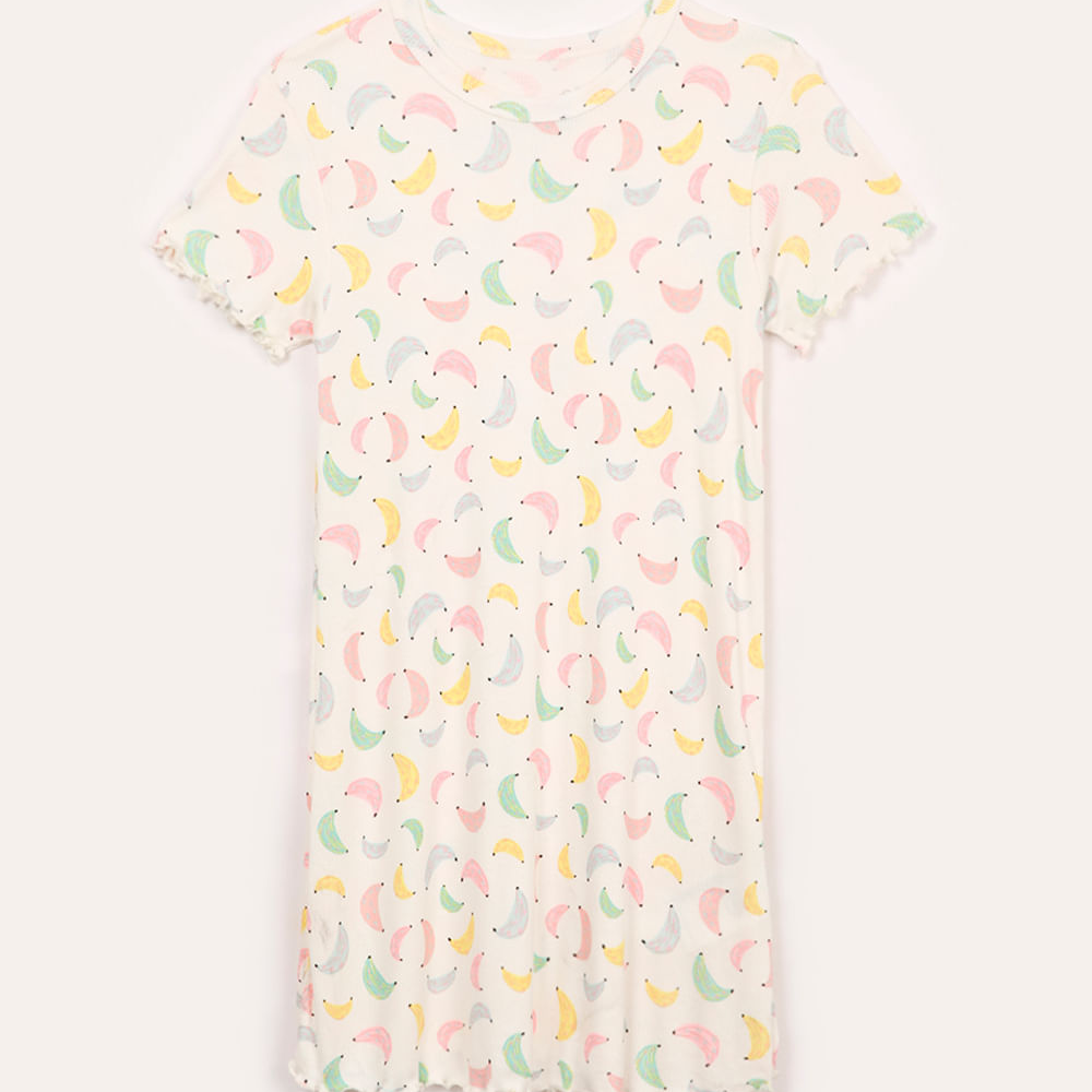 Camisola infantil de viscose bananinhas off white