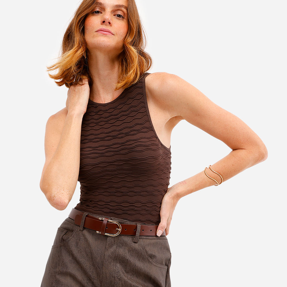 Cropped feminino de poliamida texturizado Cropped feminino de poliamida texturizado