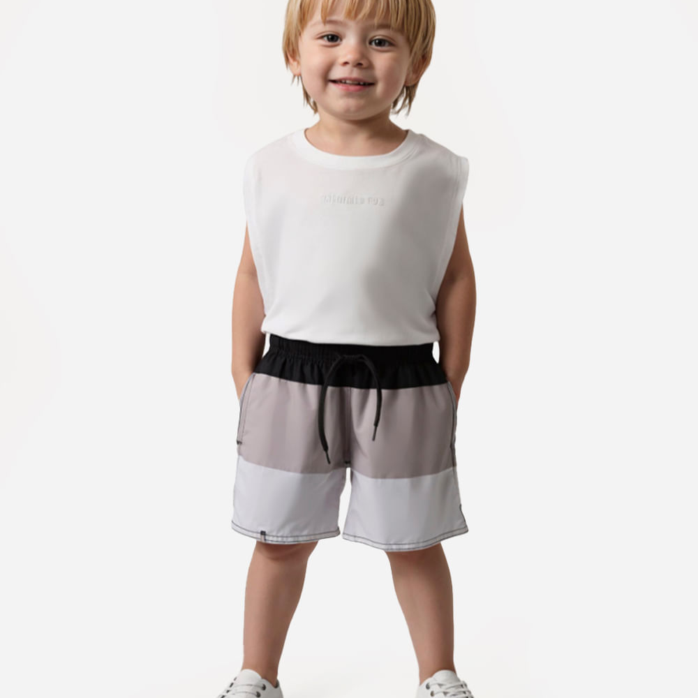 Short boardshort infantil listrado colorido Short boardshort infantil listrado colorido