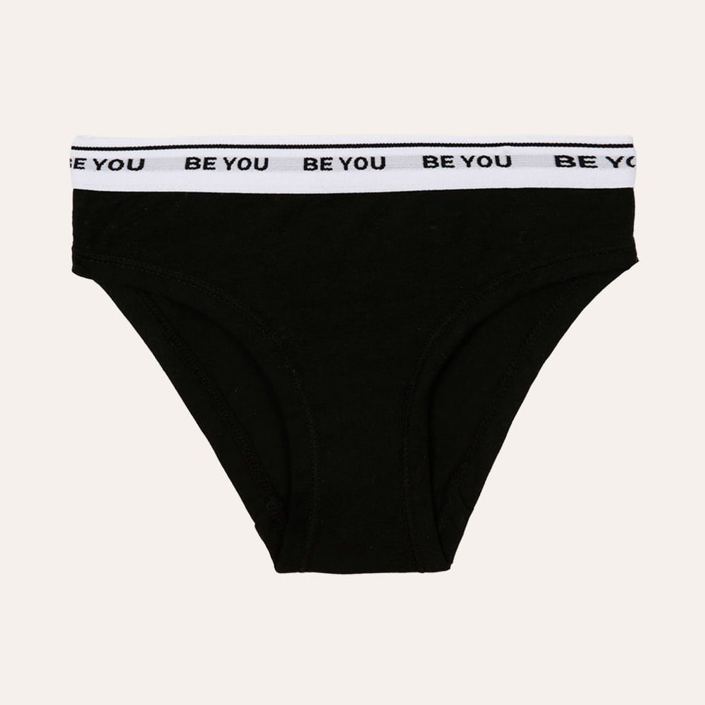 Calcinha infantil de algodão be you preta