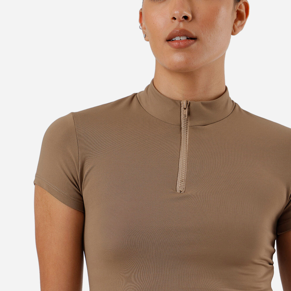 Cropped gola alta com zíper marrom Cropped gola alta com zíper marrom