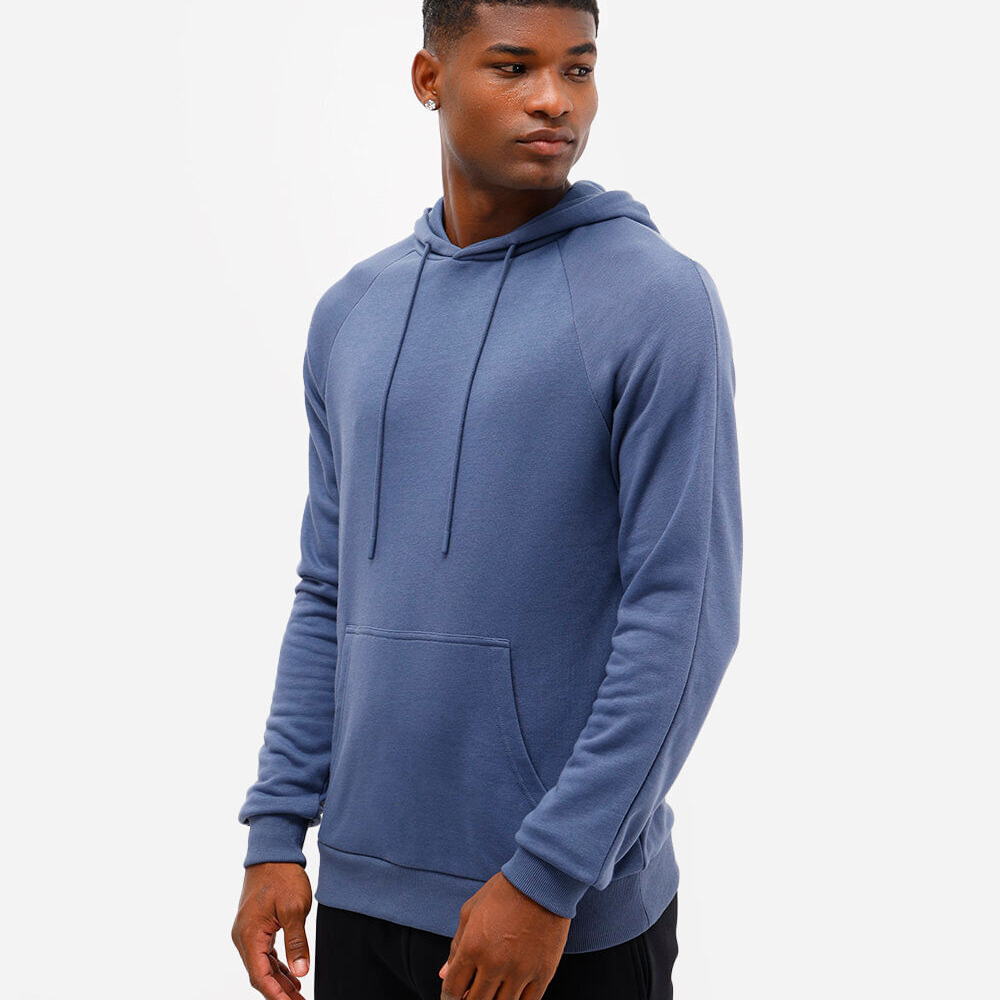 Blusão masculino de moletom esportivo com capuz azul Blusão masculino de moletom esportivo com capuz azul