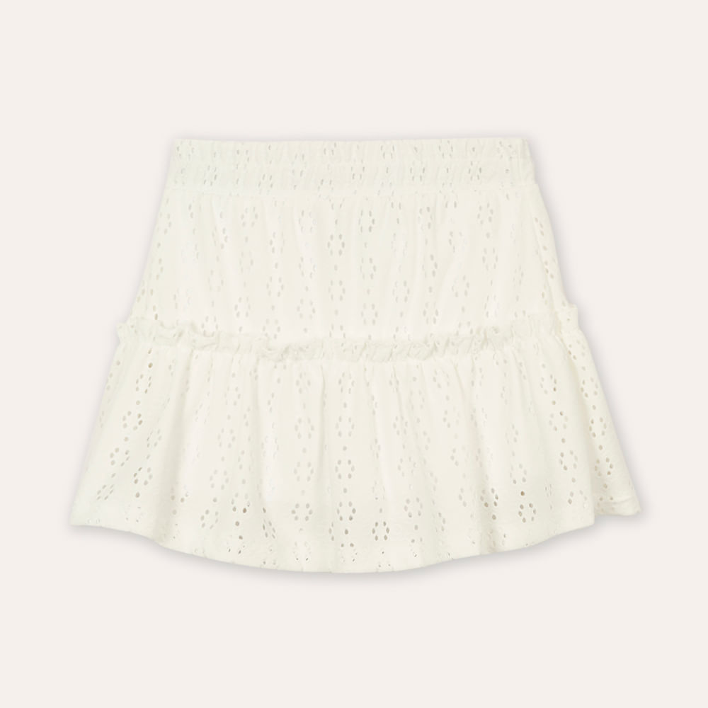 Saia de laise infantil floral off white Saia de laise infantil floral off white