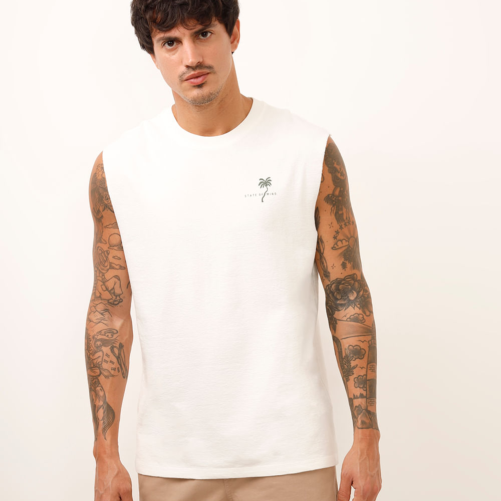 Regata de algodão state of mind off white Regata de algodão state of mind off white