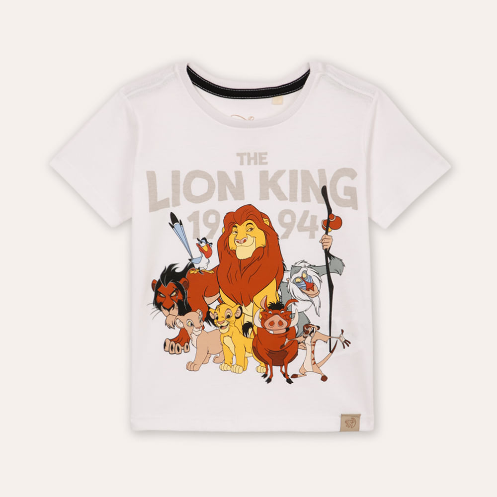 Camiseta de algodão infantil o rei leão branca Camiseta de algodão infantil o rei leão branca