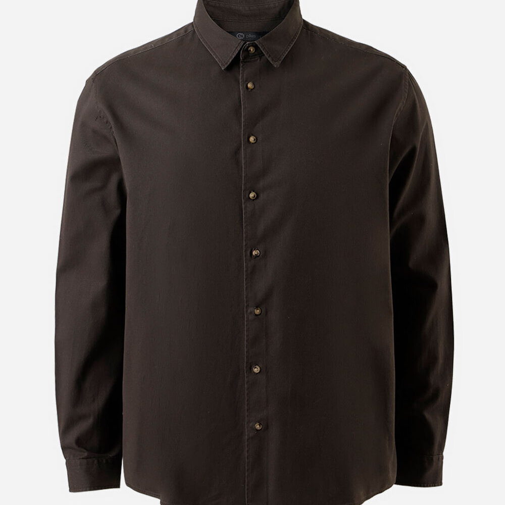 Camisa masculina de sarja manga longa plus size marrom Camisa masculina de sarja manga longa plus size marrom