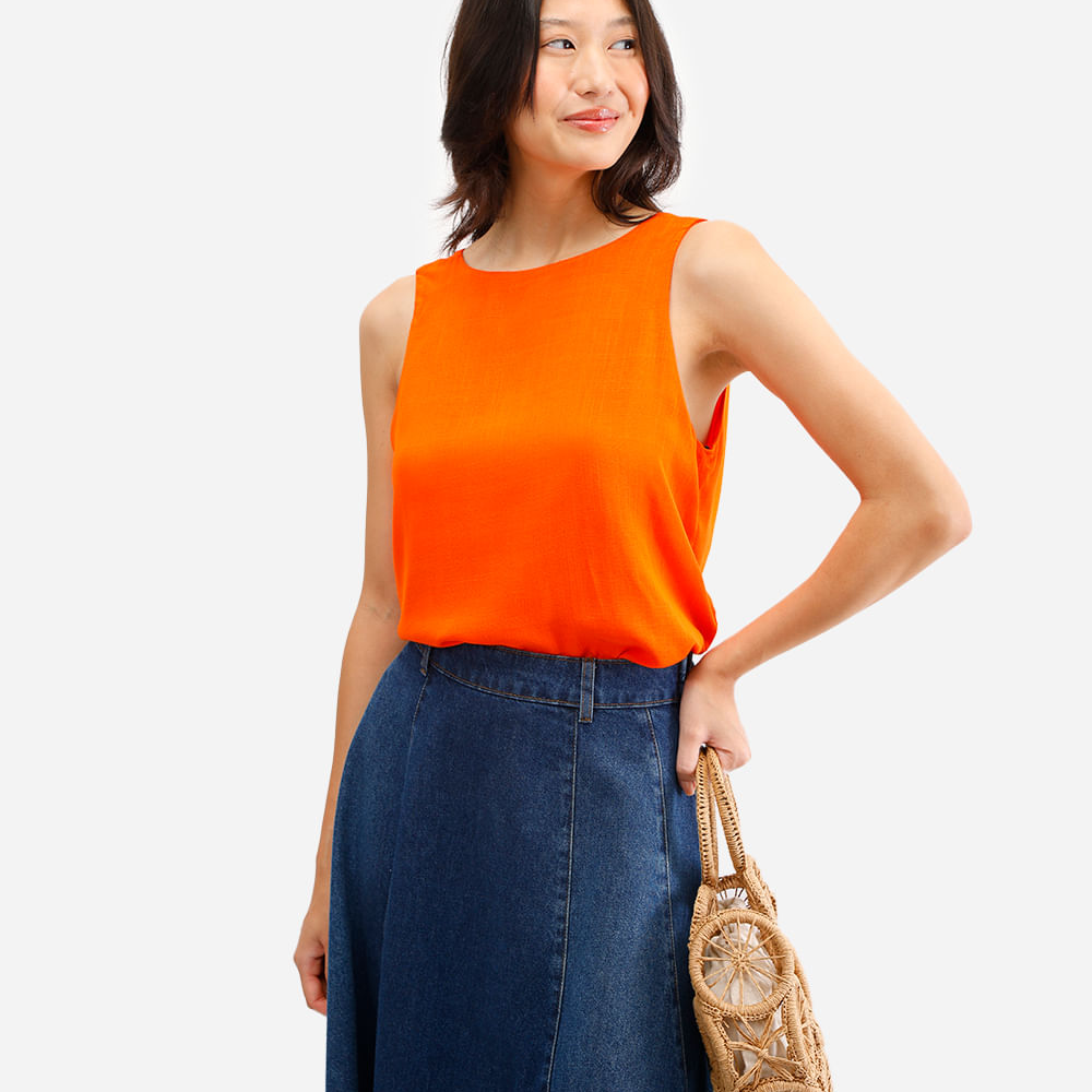 Regata de viscose decote redondo laranja
