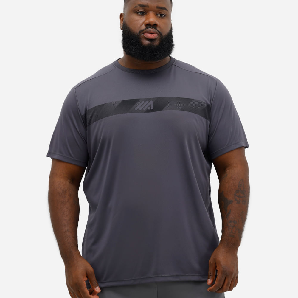 Camiseta masculina esportiva plus size - chumbo Camiseta masculina esportiva plus size - chumbo