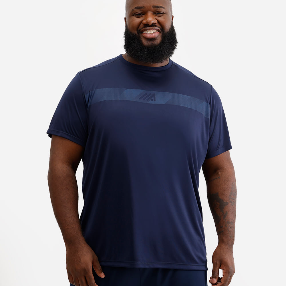 Camiseta masculina esportiva plus size - azul marinho Camiseta masculina esportiva plus size - azul marinho