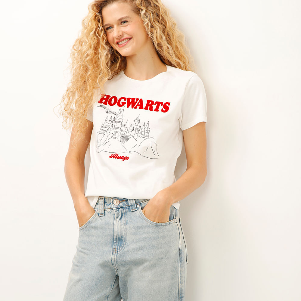 Camiseta de algodão hogwarts off white Camiseta de algodão hogwarts off white