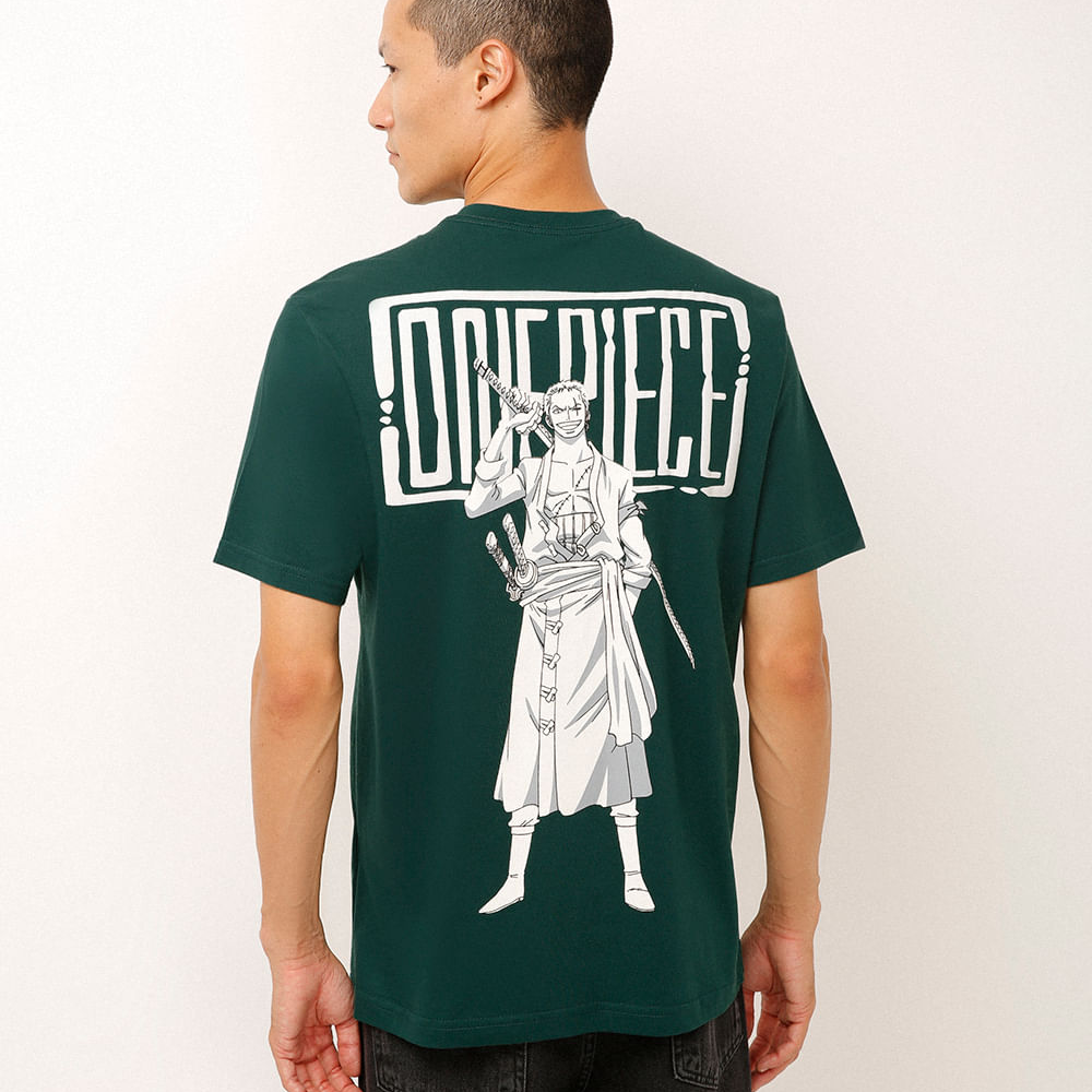 Camiseta relaxed de algodão one piece verde Camiseta relaxed de algodão one piece verde