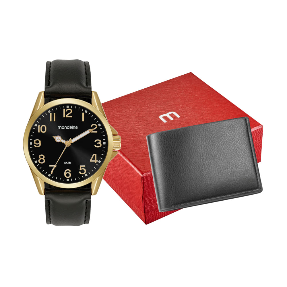 Kit relógio masculino mondaine 99741gpmvdh1kf analógico dourado Kit relógio masculino mondaine 99741gpmvdh1kf analógico dourado