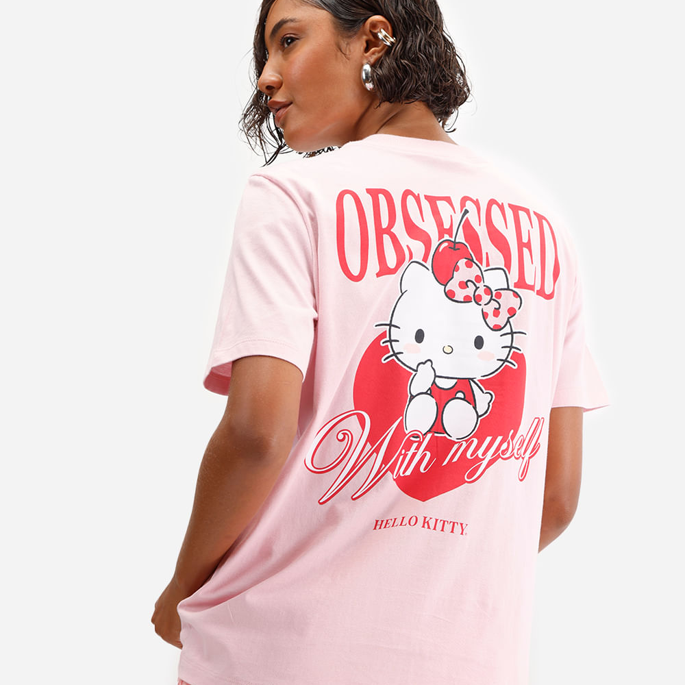 Camiseta feminina hello kitty com brinde rosa Camiseta feminina hello kitty com brinde rosa