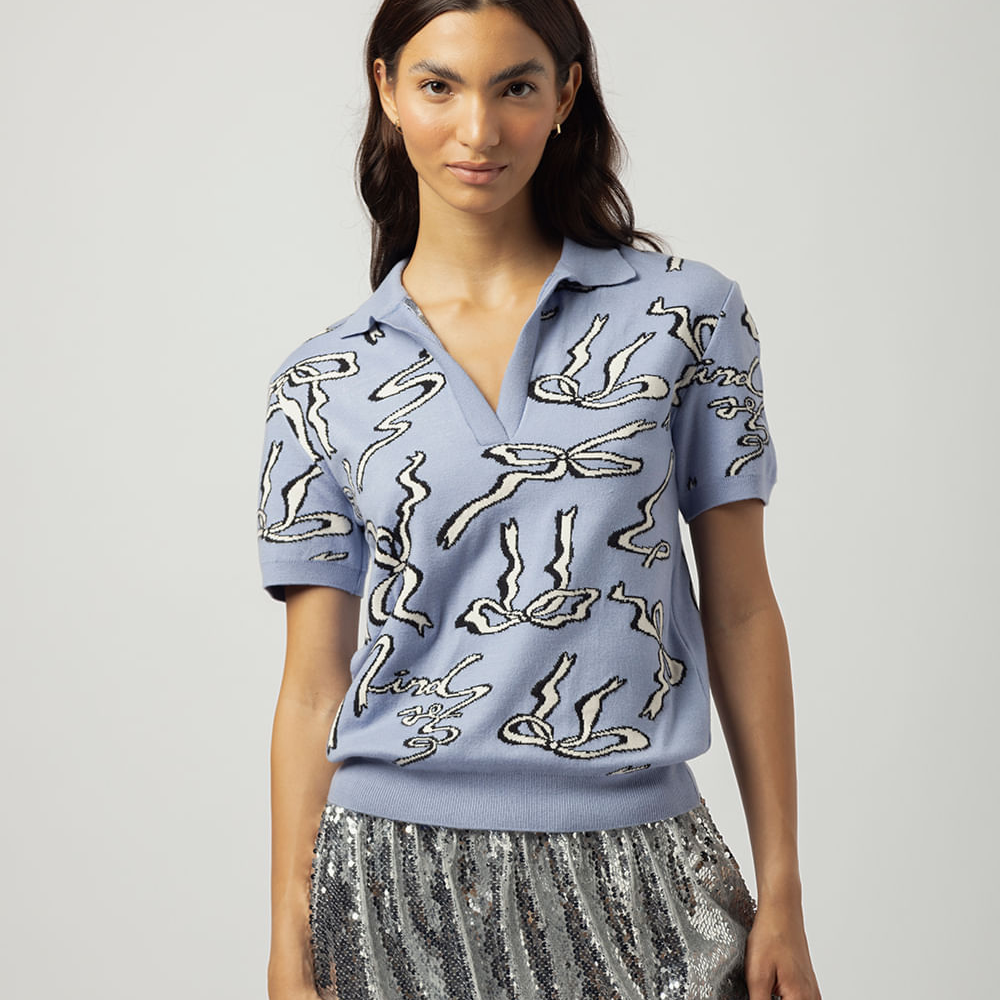 Polo de tricot feminina laços mindset lo de lui lilás Polo de tricot feminina laços mindset lo de lui lilás