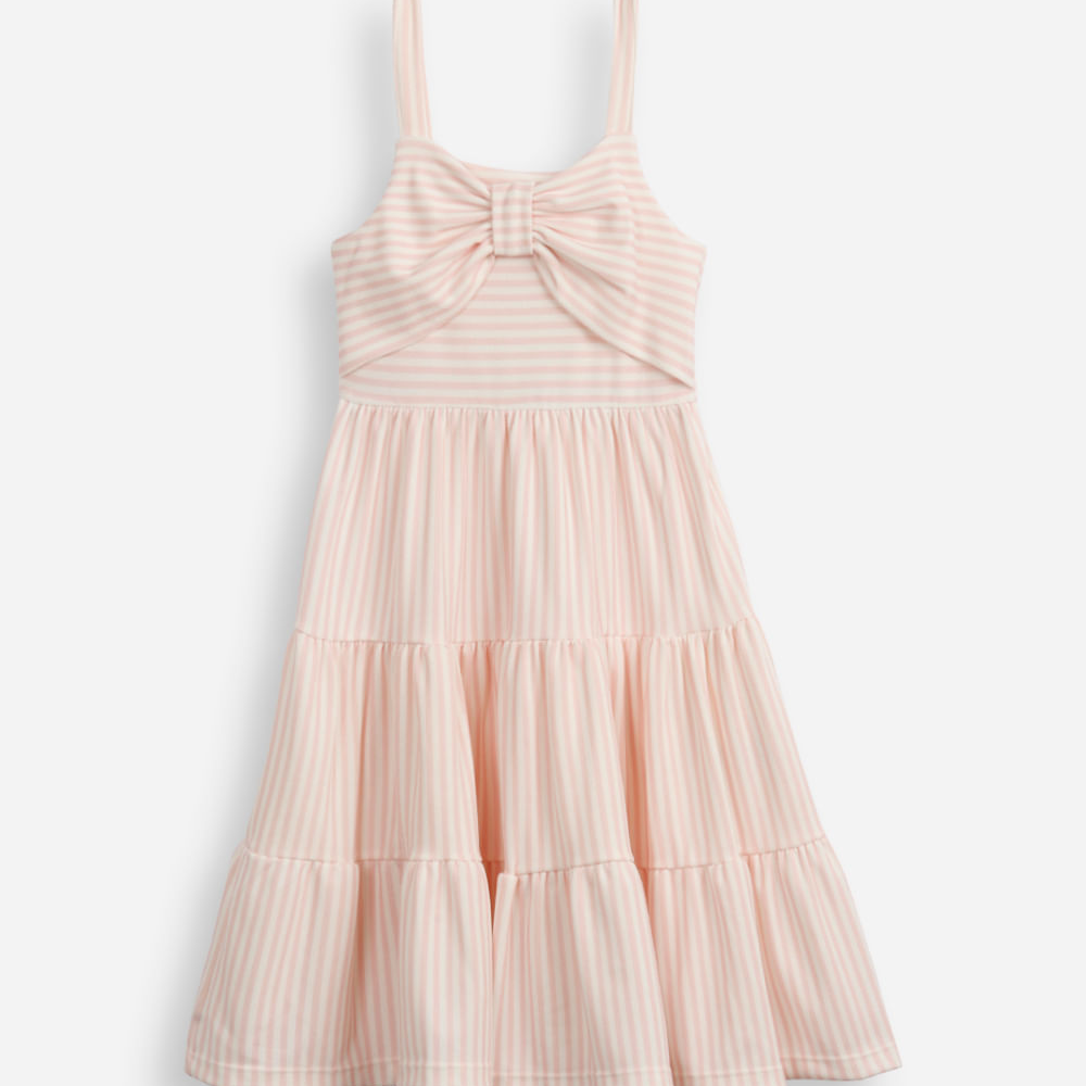 Vestido infantil listrado com laço rosa Vestido infantil listrado com laço rosa