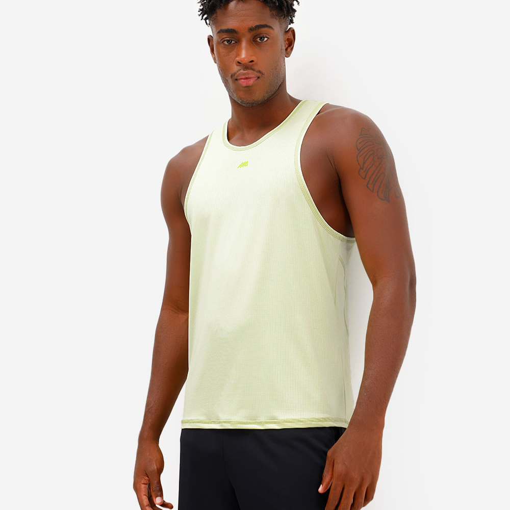 Regata esportiva masculina texturizada verde Regata esportiva masculina texturizada verde