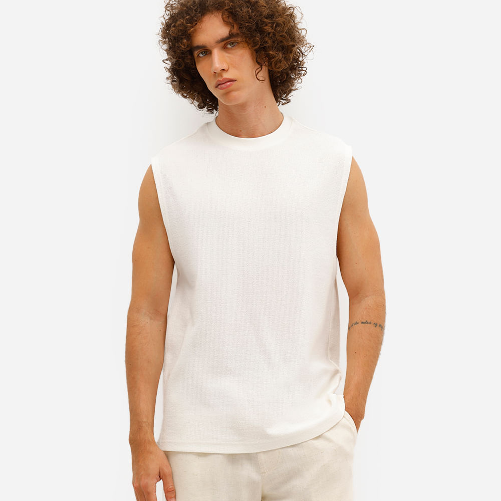 Regata machão masculina texturizada off white Regata machão masculina texturizada off white