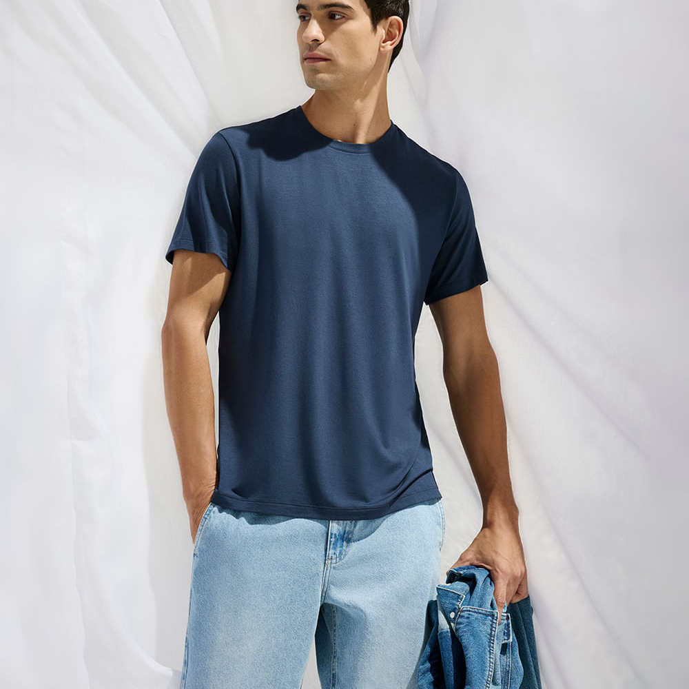 Camiseta comfort masculina manga curta AIRtech azul Camiseta comfort masculina manga curta AIRtech azul