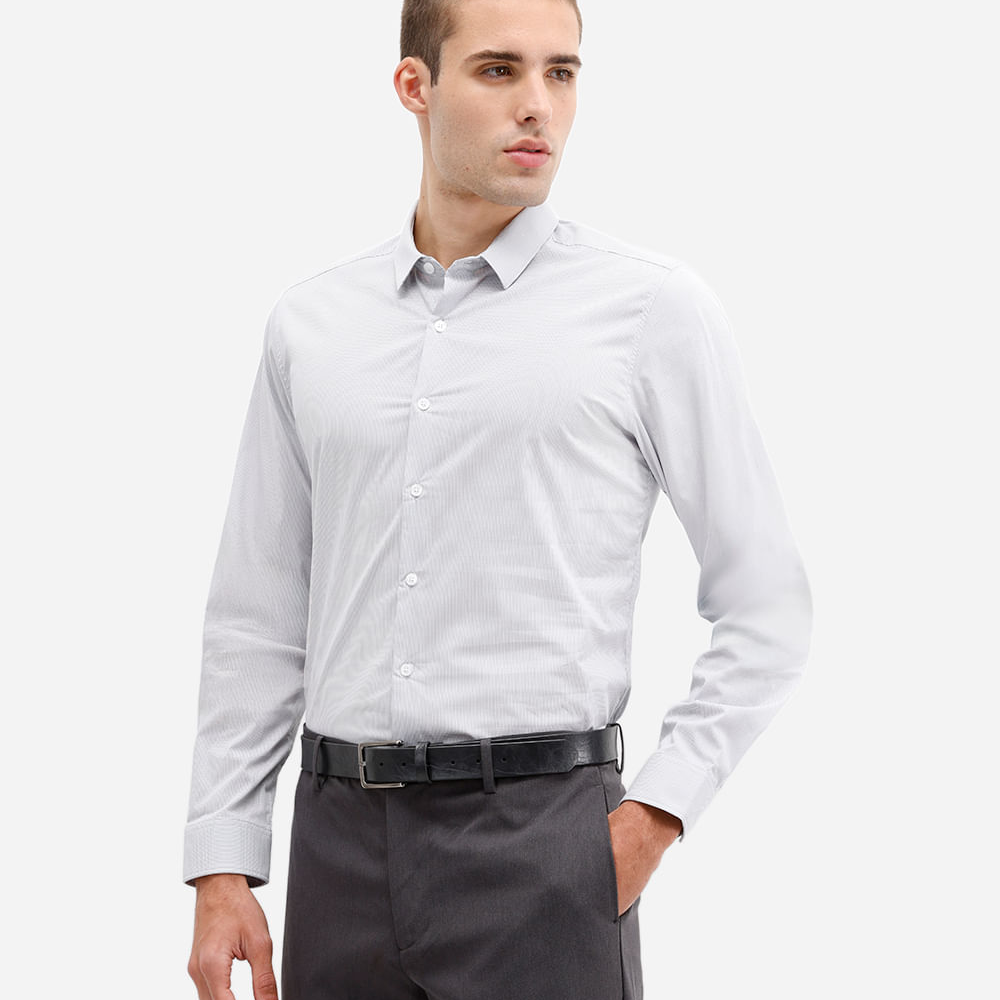 Camisa masculina manga longa listrada azul Camisa masculina manga longa listrada azul