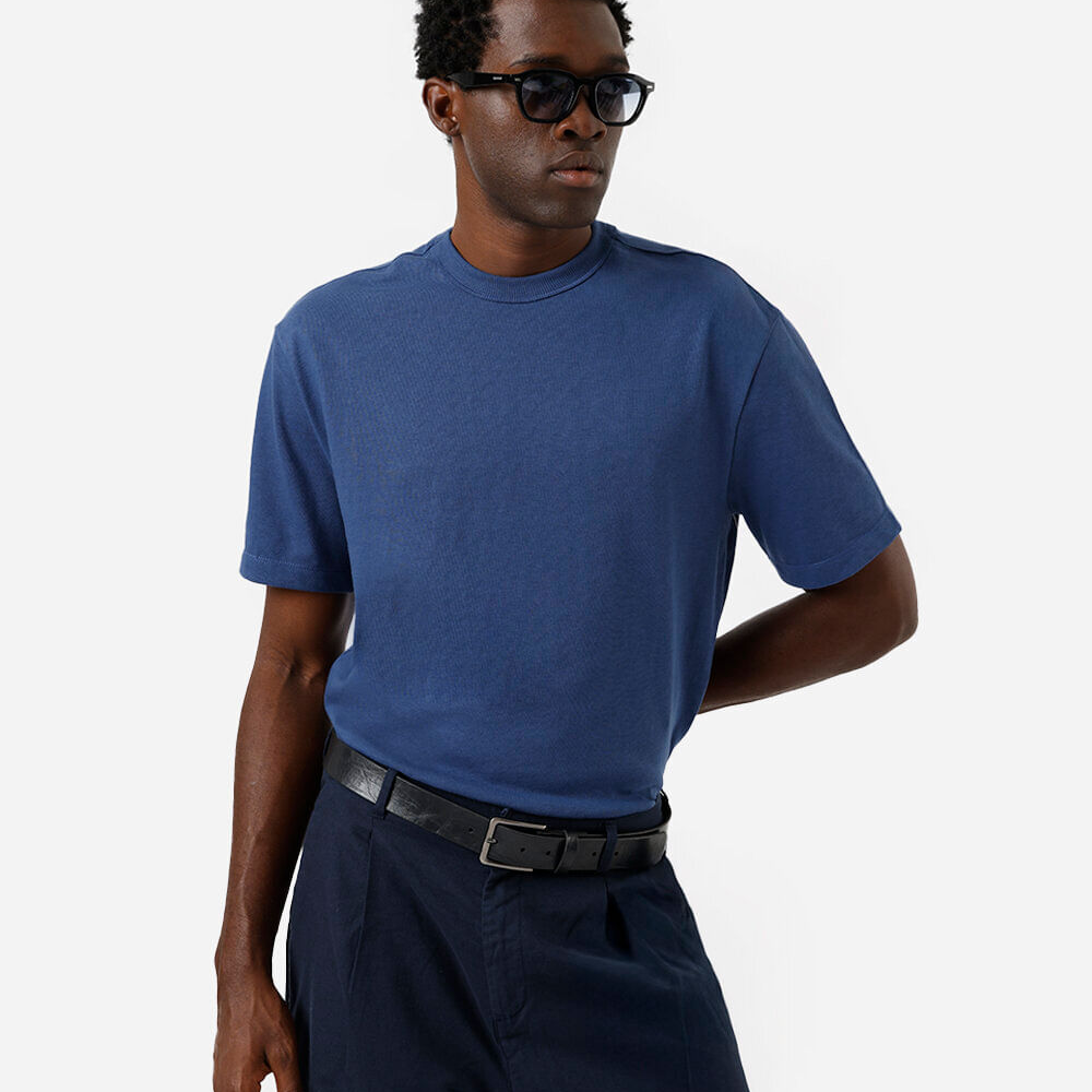 Camiseta relaxed masculina de algodão coolmax azul Camiseta relaxed masculina de algodão coolmax azul
