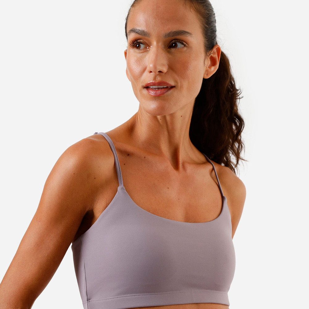 Top feminino esportivo com bojos removíveis roxo