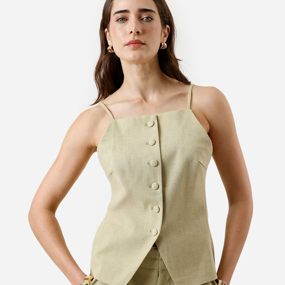 Blusa feminina alça fina decote quadrado verde Blusa feminina alça fina decote quadrado verde