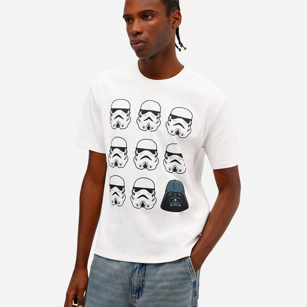 Camiseta masculina manga curta star wars off white Camiseta masculina manga curta star wars off white