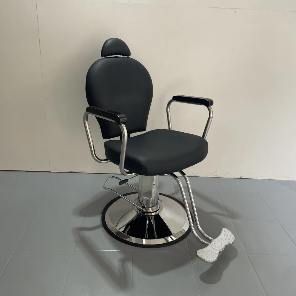 Barber shop hair salon special stainless steel armrest reclining lifting pillow removable barber chair