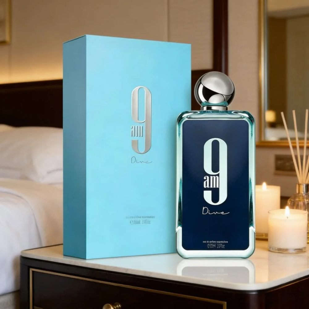 9am Dive EDP | Sleek blue glass bottle, fresh aquatic-citrus notes, clean energetic vibe 9am Dive EDP | Sleek blue glass bottle, fresh aquatic-citrus notes, clean energetic vibe