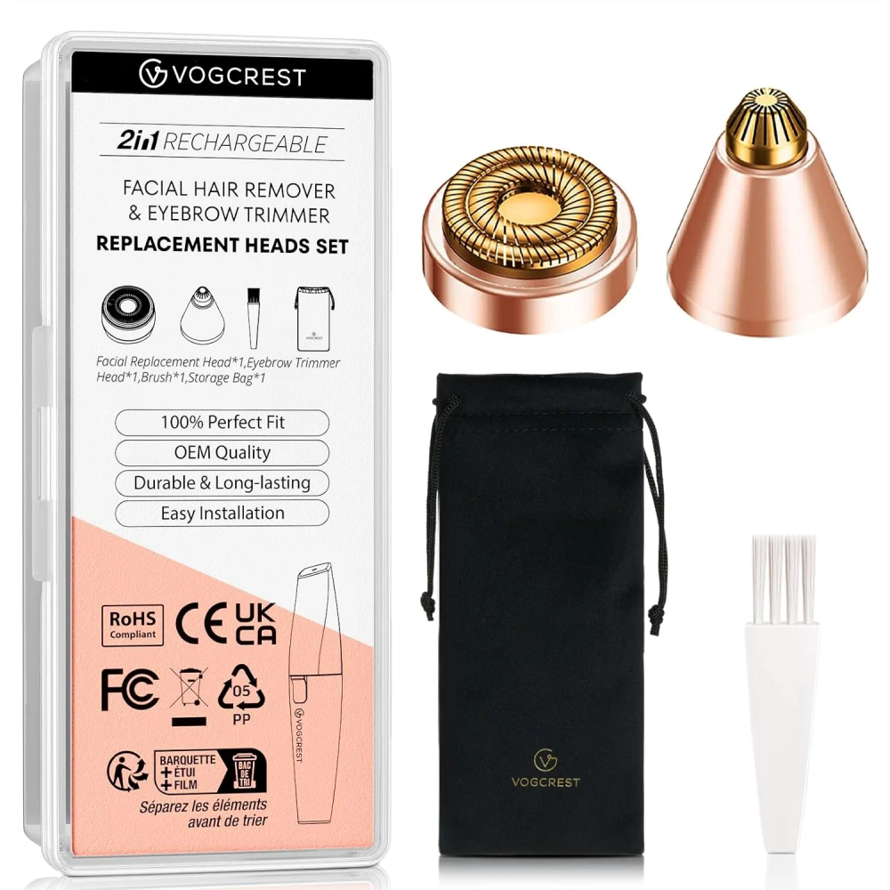 Replacement Heads for Facial Hair Removal, Painless Razor Head for Women, Compatible with VG VOGCREST VG-102/1023/1024
