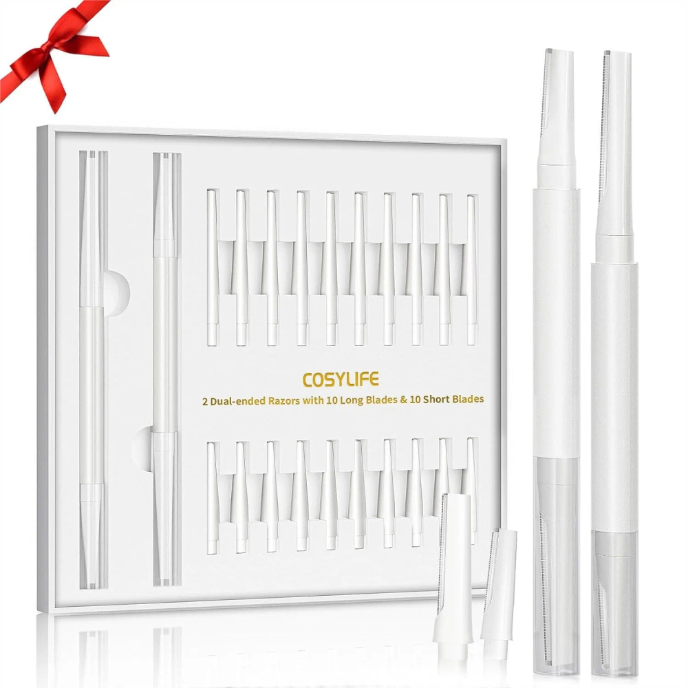Dermaplaning Tool for Face Eyebrow Razor, 2 Dual End Razors + 20 Blade Refills, Exfoliating Facial Razor for Women Peach Fuzz & Dermaplaning Tool for Face Eyebrow Razor, 2 Dual End Razors + 20 Blade Refills, Exfoliating Facial Razor for Women Peach Fuzz &