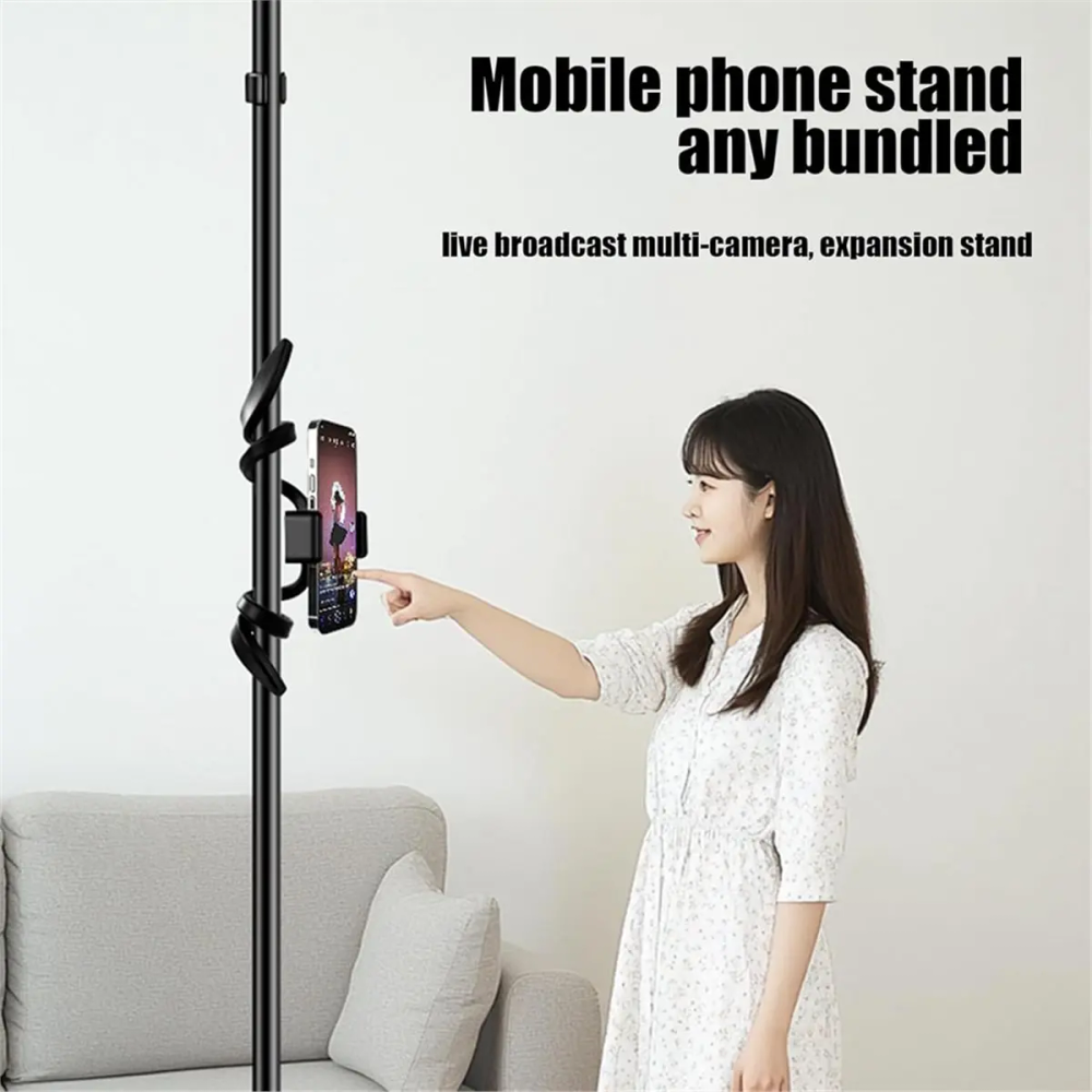 Treadmill Phone Mount, Folding Walking Pad Machine Cellphone Bracket, Adjustable Holder for Gym Equi