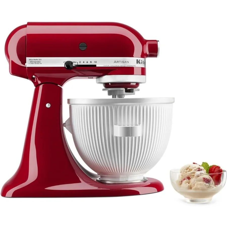 KitchenAid Ice Cream Maker Attachment for Stand Mixer 2 Quart KSMICM White