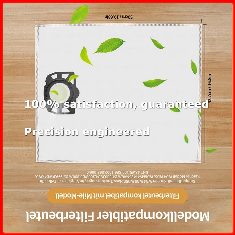 15PC Vacuum Cleaner Bags for WD4, WD5, WD6 Non-Woven Filter Bags KFI 487, Vacuum Bags for Filter Bags-ROWI