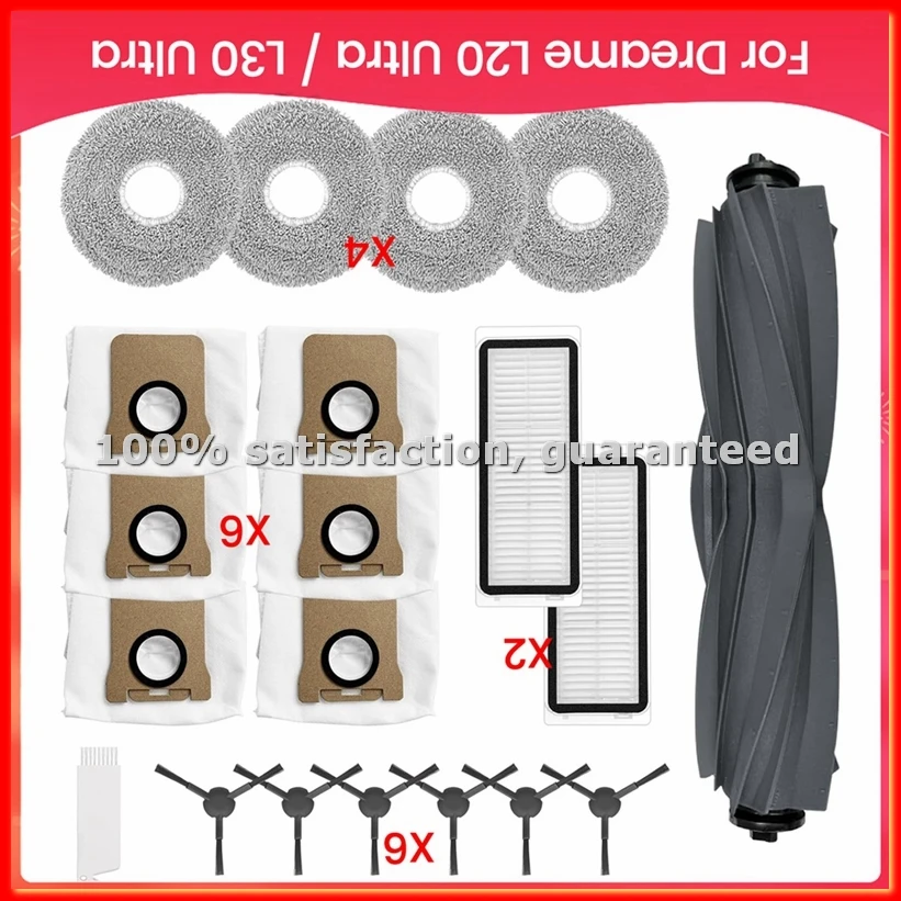 For L20 Ultra / L30 Ultra Robot Vacuum Cleaner Accessories Kit Main Side Brush Hepa Filter Mop Cloth Dust Bags-A13G