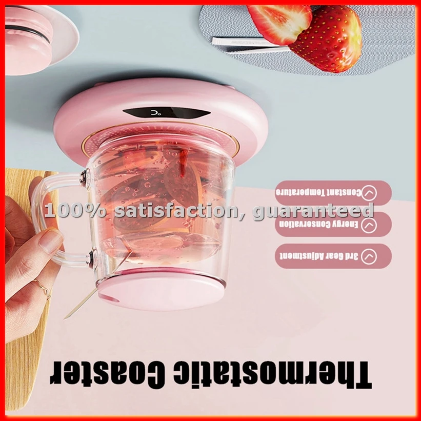 2PCS Thermostatic Heating Coaster USB Home Heating Coaster 3-Speed Adjustment Heating 55 Degrees Constant Temperature-A63M