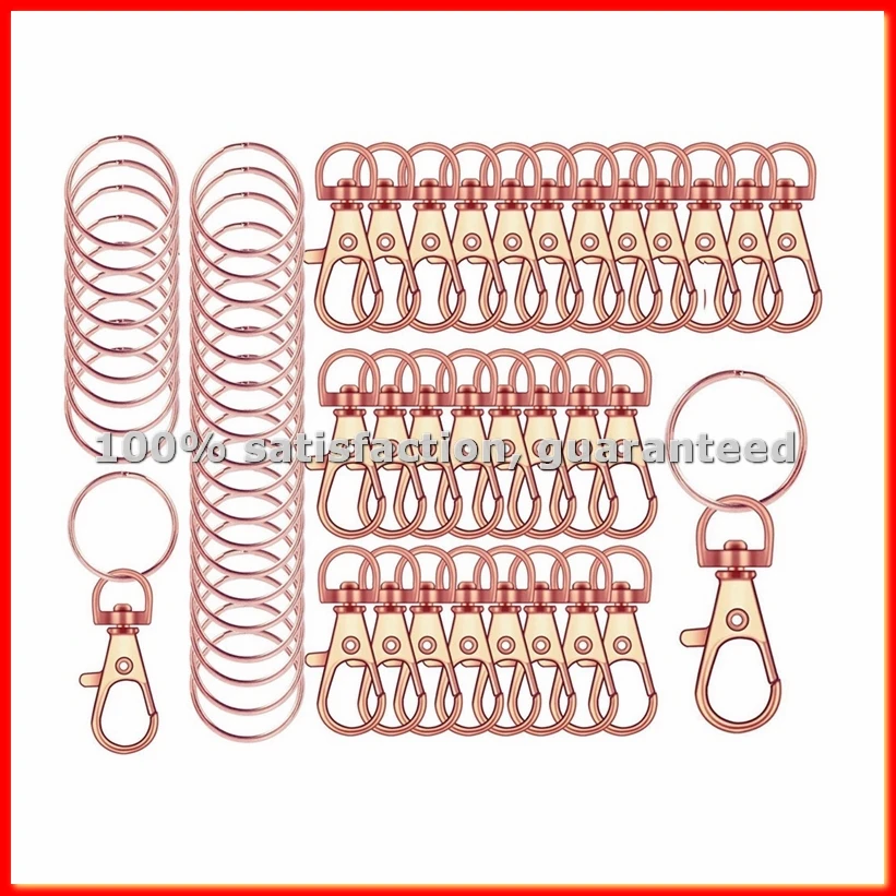120pcs Keyring Hook Clip DIY Keychain Split Rings Keyfob Key Rings Key Chain Key Pendant Ring Stainless Steel Ring-ABAM