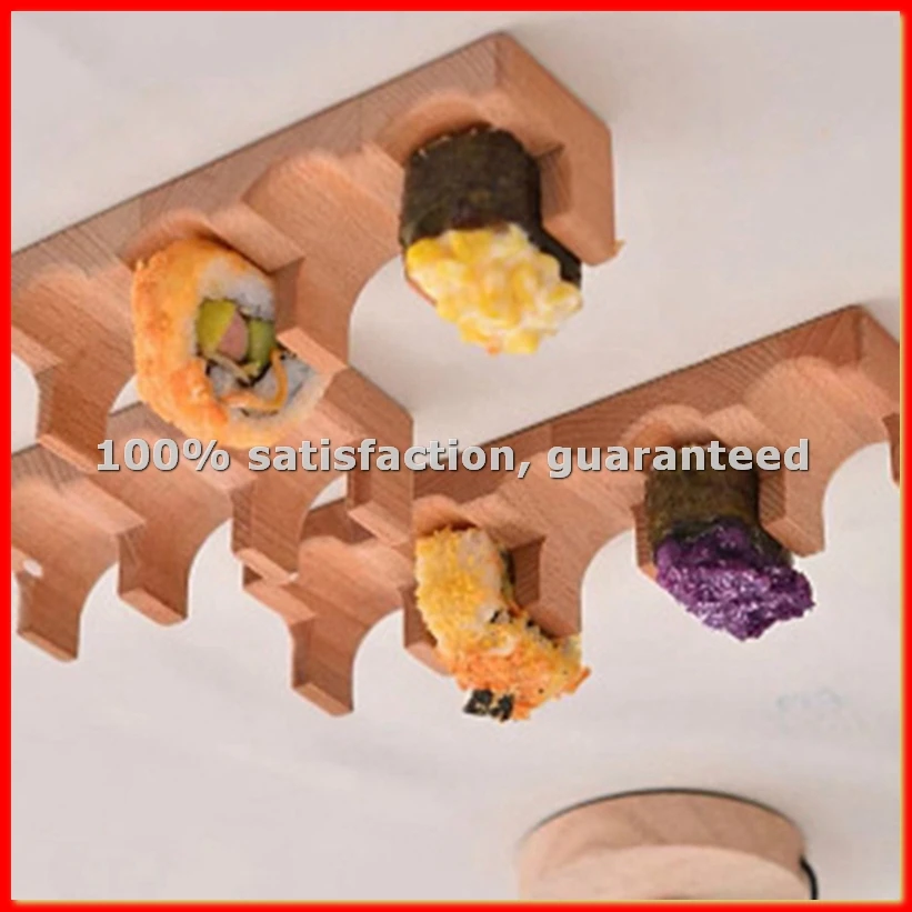 Wood Sushi Tacos Holder Taco Stand Serving Rack Divider Taco Rack Tray Plates for Home Restaurant Dining Party E-A68X