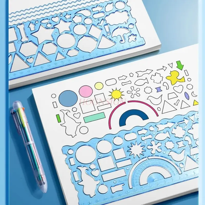 15pcs/set Elementary school ruler template ruler set, circle drawing versatile and versatile ruler set, complete set 15pcs/set Elementary school ruler template ruler set, circle drawing versatile and versatile ruler set, complete set