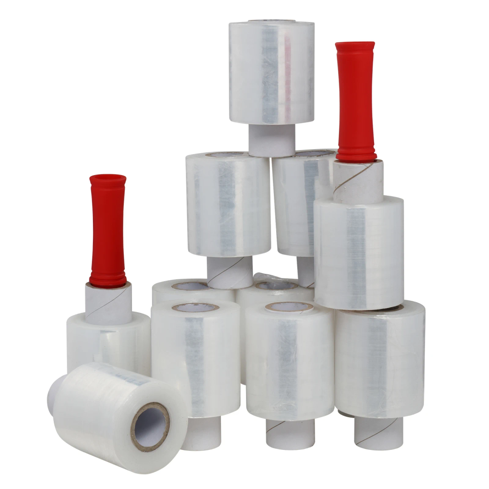 US Stock 12pcs Polyethylene 4in*800ft Stretch Wrap, Clear, Includes Two Red Handles US Stock 12pcs Polyethylene 4in*800ft Stretch Wrap, Clear, Includes Two Red Handles