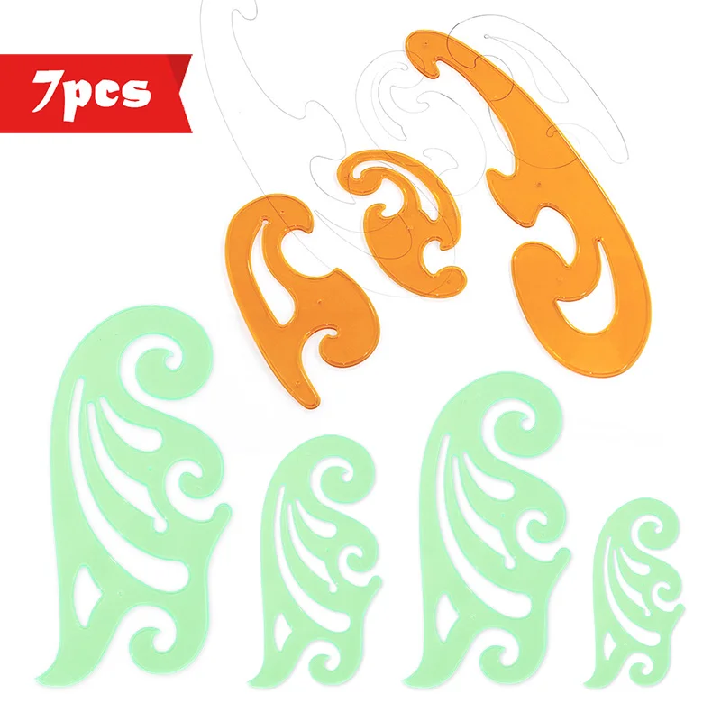 French double-sided Ink Groove curve ruler set 7 rulers Technical drawing templates curve cloud ruler French double-sided Ink Groove curve ruler set 7 rulers Technical drawing templates curve cloud ruler