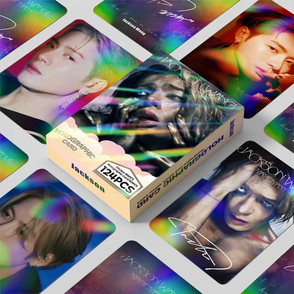 124 Pcs/Set Jackson Wang Holographic Flash Cards - Wang Jiaer MAGICMAN2 Album Photo Cards with Bonus Stickers 124 Pcs/Set Jackson Wang Holographic Flash Cards - Wang Jiaer MAGICMAN2 Album Photo Cards with Bonus Stickers