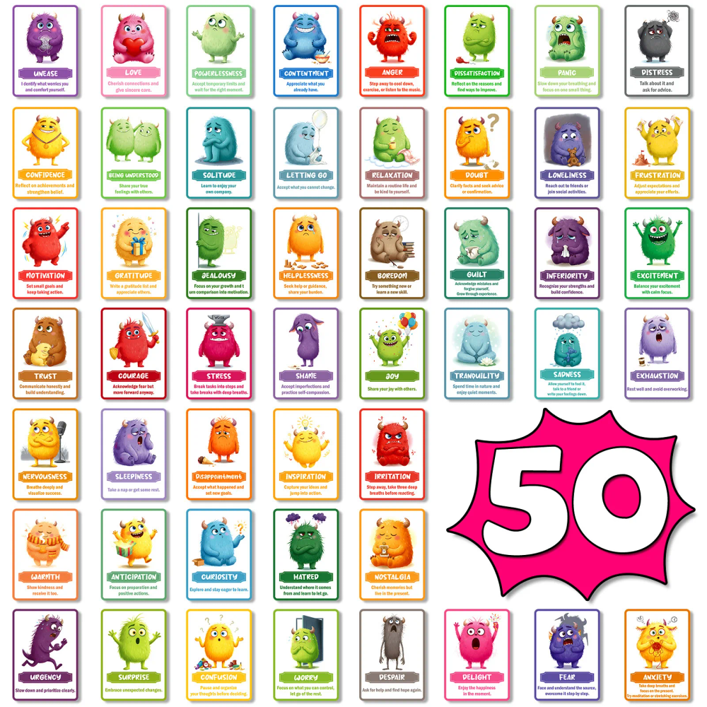 50PCS Monster Theme Text Cards Cute Cartoon Expression Idea Encouragement Message Greeting Cards Essential Gift Card Set 50PCS Monster Theme Text Cards Cute Cartoon Expression Idea Encouragement Message Greeting Cards Essential Gift Card Set