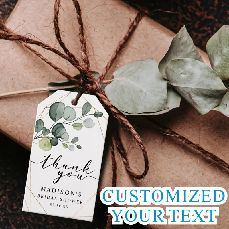 Custom Bridal Shower Thank You Hang Tags 500Pcs (3x5cm) - Custom Text, Eucalyptus Floral, Gift Tags (No String) Custom Bridal Shower Thank You Hang Tags 500Pcs (3x5cm) - Custom Text, Eucalyptus Floral, Gift Tags (No String)