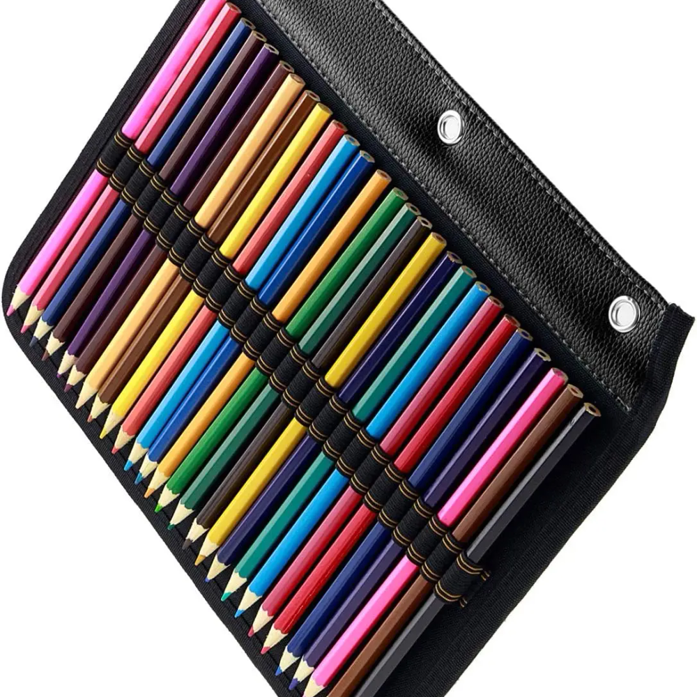 54-Slot Pencil Sleeve for 3-Ring Binder, Compatible with Watercolor Pencils, Gel Pens & Cosmetic Brushes (Black) 54-Slot Pencil Sleeve for 3-Ring Binder, Compatible with Watercolor Pencils, Gel Pens & Cosmetic Brushes (Black)