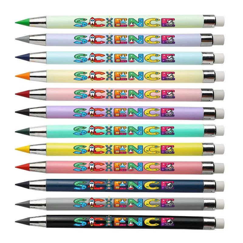 12 pack scientific experiment text pattern eternal pencil macaron color not easy to break pencil student sketch color pencil 12 pack scientific experiment text pattern eternal pencil macaron color not easy to break pencil student sketch color pencil