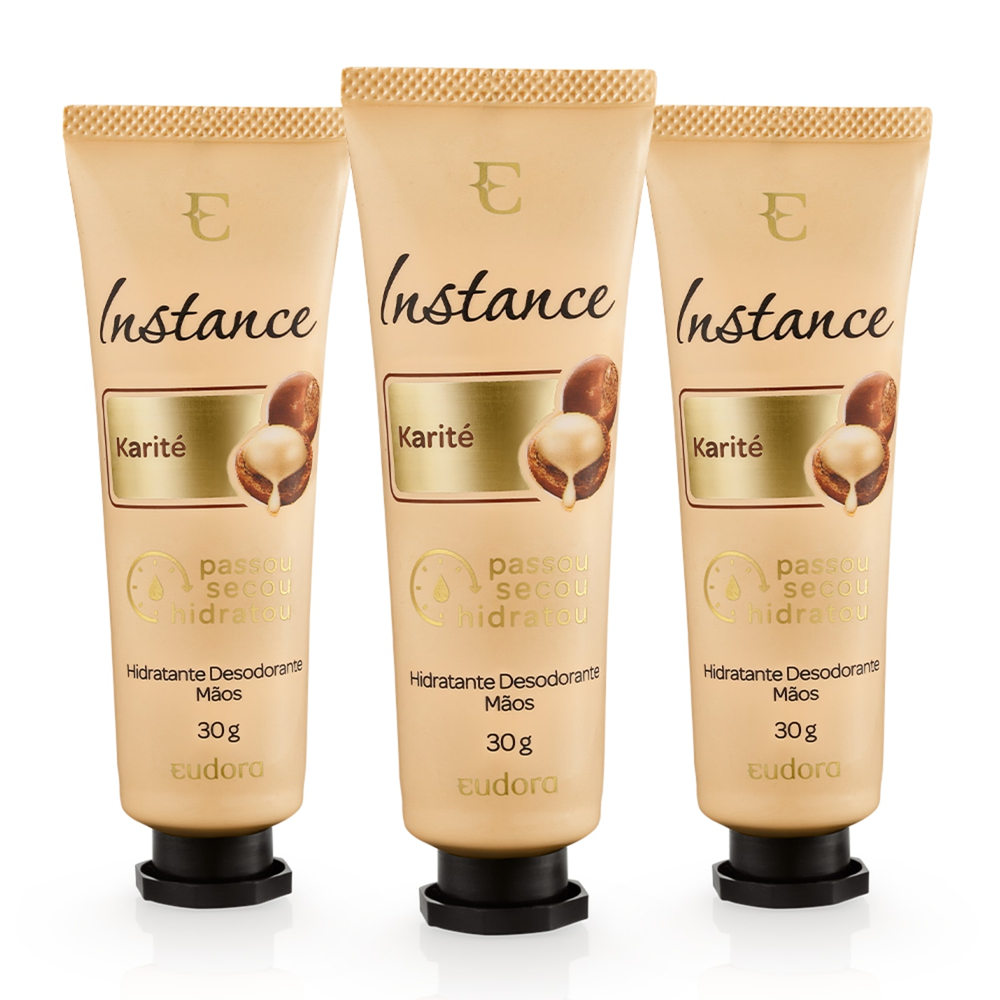 Combo Eudora: Creme para Mãos Instance Karité (3 itens) Combo Eudora: Creme para Mãos Instance Karité (3 itens)