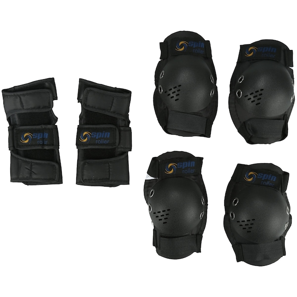 Kit de Proteção Infantil Spin Roller: 1 Par de Joelheiras + Cotoveleiras + Munhequeiras Kit de Proteção Infantil Spin Roller: 1 Par de Joelheiras + Cotoveleiras + Munhequeiras