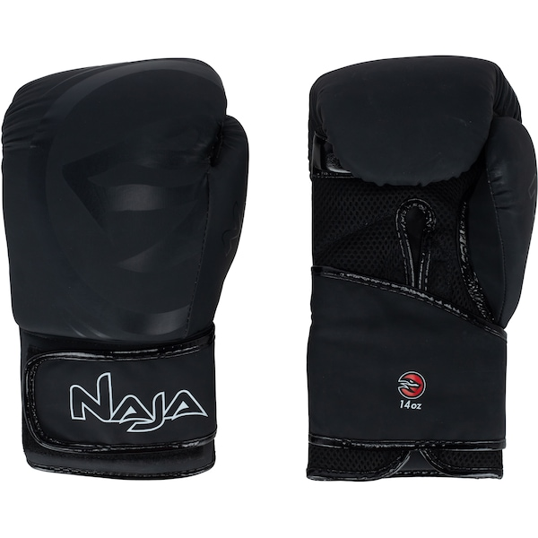Kit de Boxe Naja: Bandagem + Protetor Bucal + Luvas de Boxe Black - 14 OZ - Adulto Kit de Boxe Naja: Bandagem + Protetor Bucal + Luvas de Boxe Black - 14 OZ - Adulto