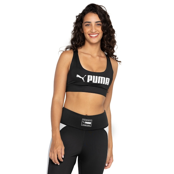 Top Fitness com Bojo Puma Mid Impact Fit Bra - Adulto Top Fitness com Bojo Puma Mid Impact Fit Bra - Adulto